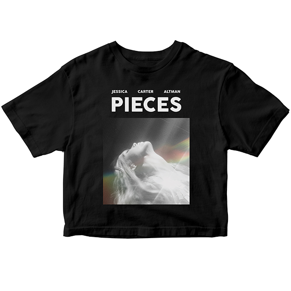 pieces album art on black cropped top