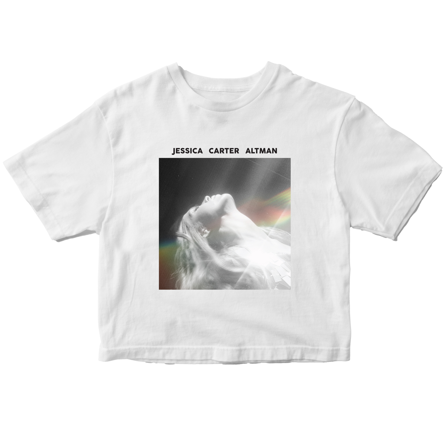 pieces album art on white cropped top