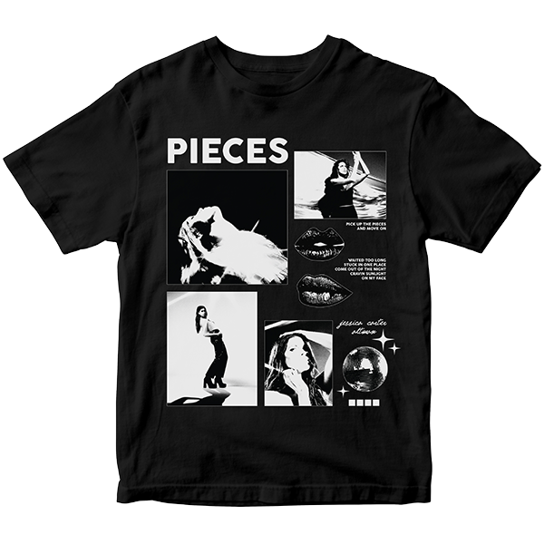 Pieces album art on black t-shirt