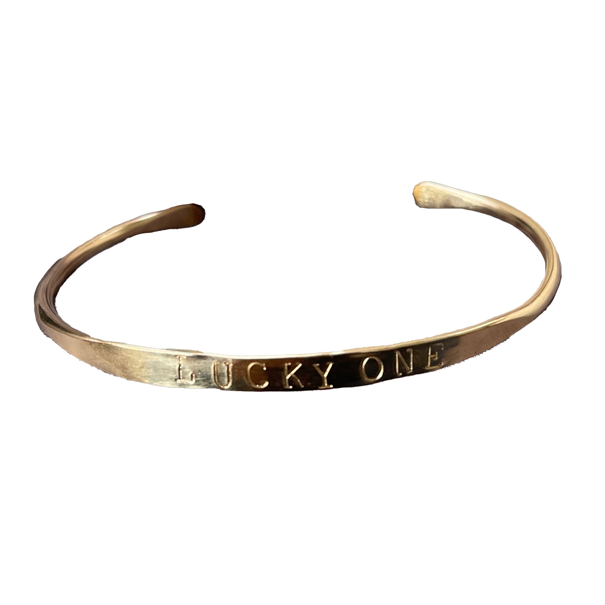 bracelet with Lucky One engraved on white