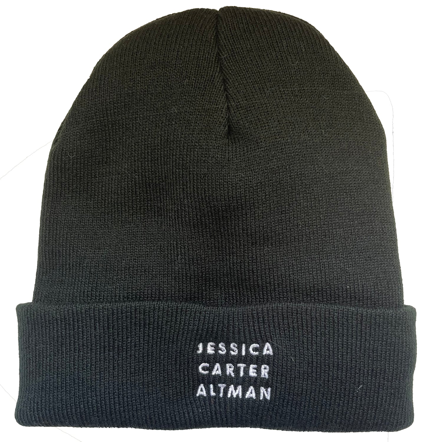 Jessica Carter Altman embroidered on fleece-lined knit cap